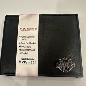 Harley Davidson Black Leather Wallet NWT